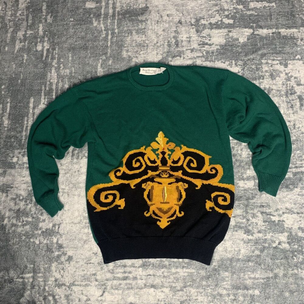 Vintage Marisa Christina Long Sleeve Knitted Jumper Forest Green Size Medium